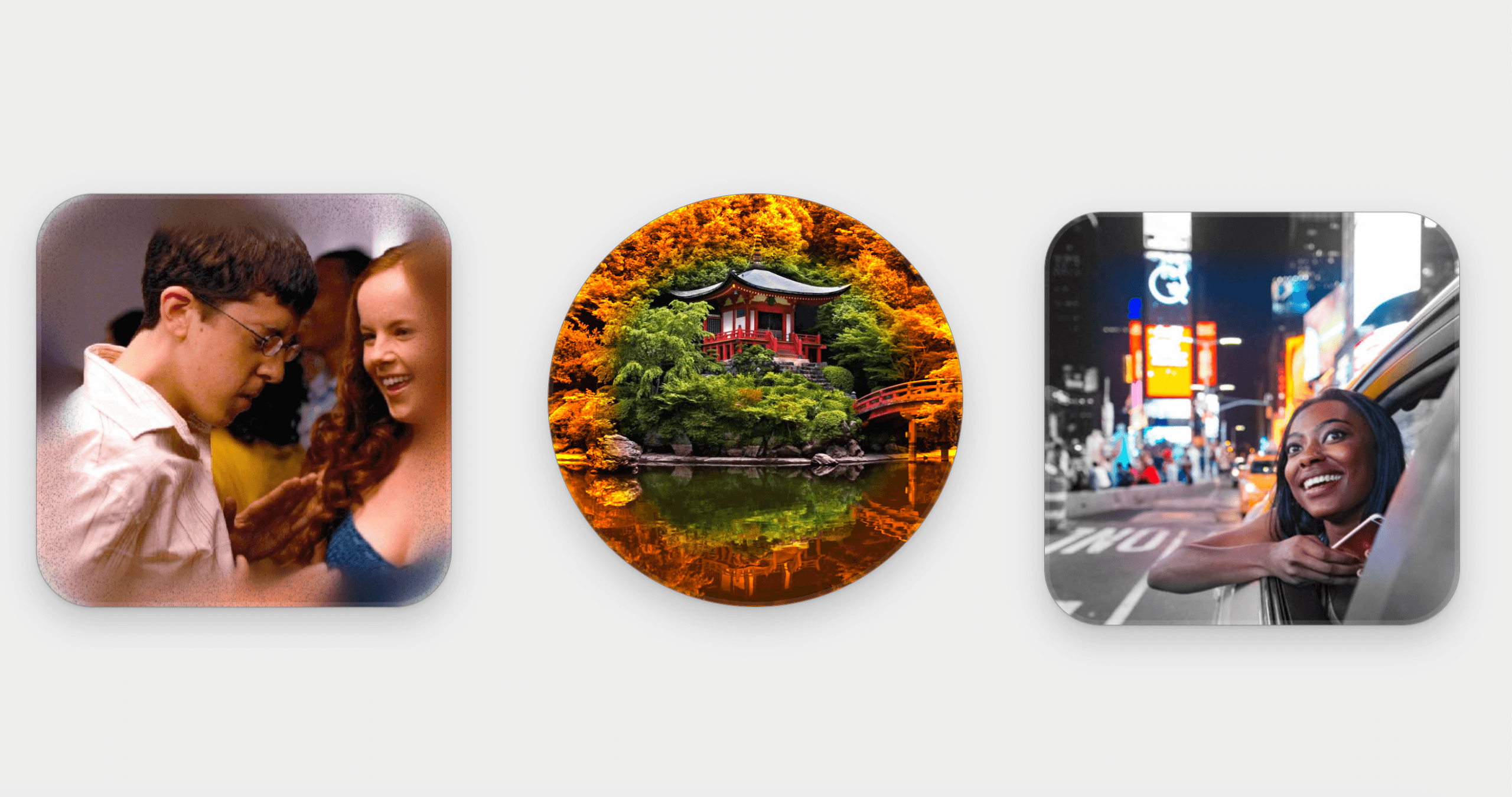 Three images with three different Vignette Filter effects