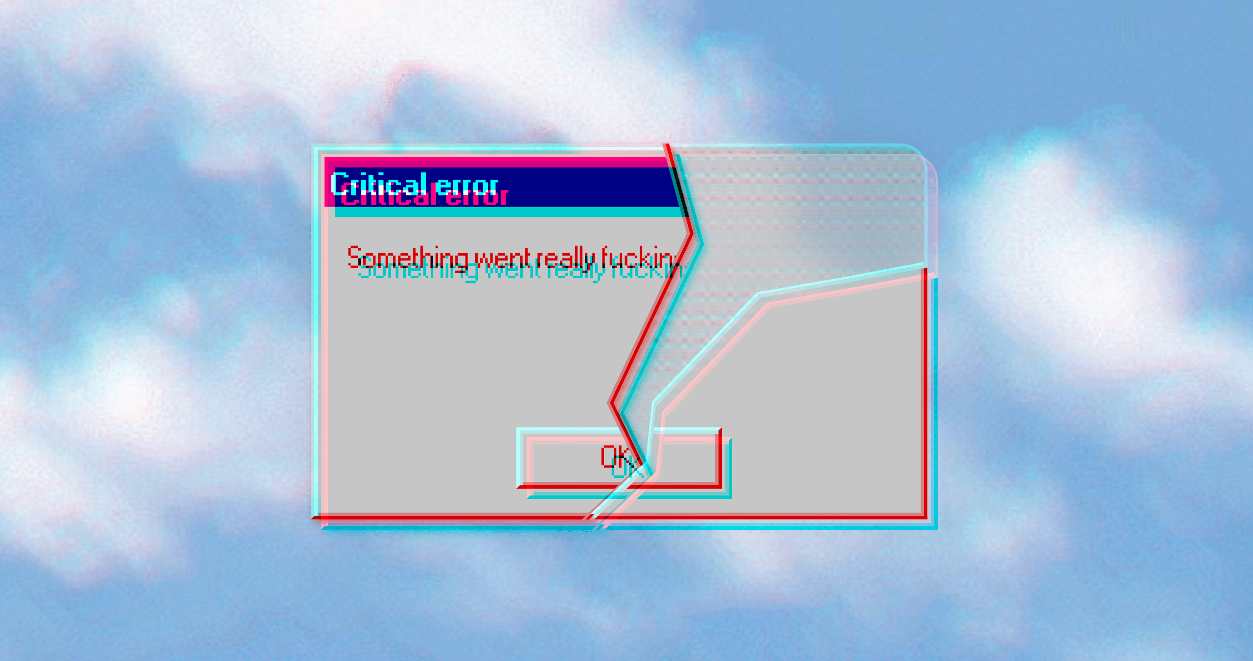 Windows 95 error popup with RGB split effect